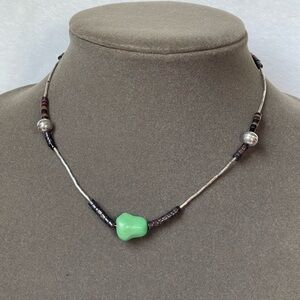 Vintage Heishi Necklace Turquoise Chunk Silver Bead